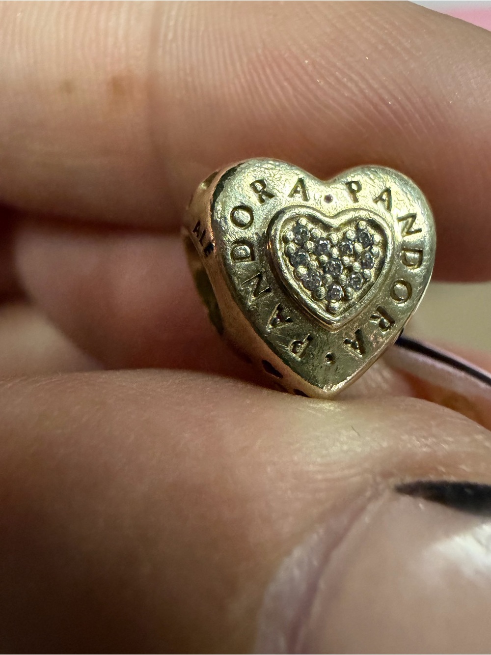 Pandora Gold Radiate Hearts Charm #791725CZ